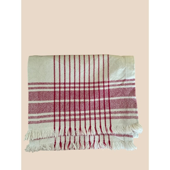 Food Network Other - Food Network Red Stripe Woven Fringed Table Runner 13"x90" Cabin Core Farmhouse
